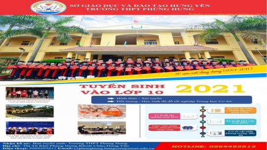 Trường THPT A tuyển Sinh vào lớp 10 năm học 2021-2022